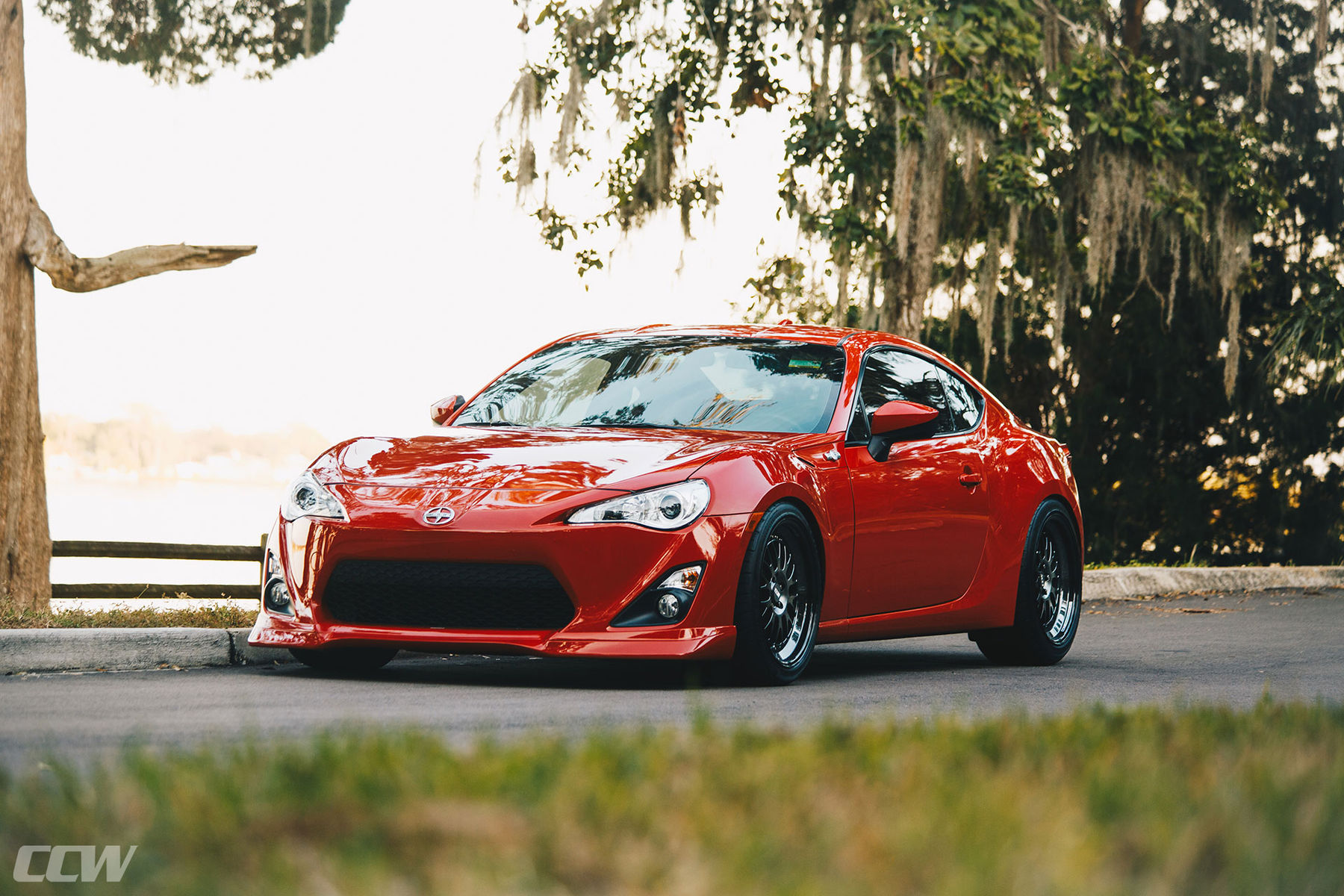  Scion FR-S | Firestorm Red Scion FRS - CCW Classic 3 Piece Forged Wheels
