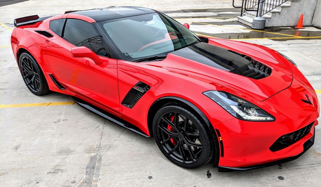 Red C7 Corvette Z06 on Forgeline One Piece Forged Monoblock VX1R Wheels ...