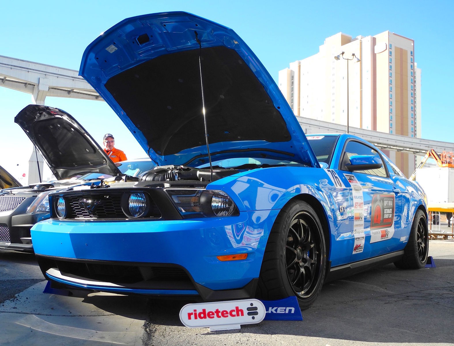 2010 Ford Mustang | Saroja Raman's Grabber Blue S197 Mustang GT on Forgeline GA3 Wheels - Front Angle Shot