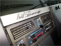 Arnie's signature on the Unimog Dashboard