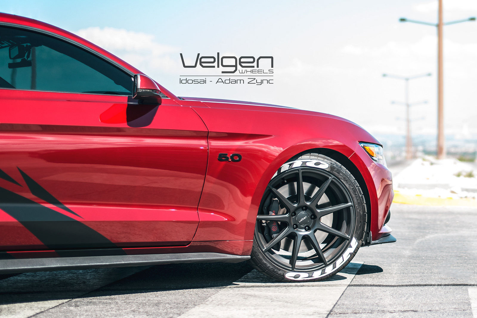 2015 Ford Mustang | 2015 Mustang Ruby Red on Velgen Wheels VMB9 - Wheel Fitment Shot