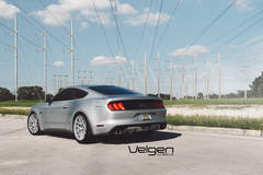 2015 Ingot Silver Mustang GT on Velgen Wheels VMB6 - Rear Stance