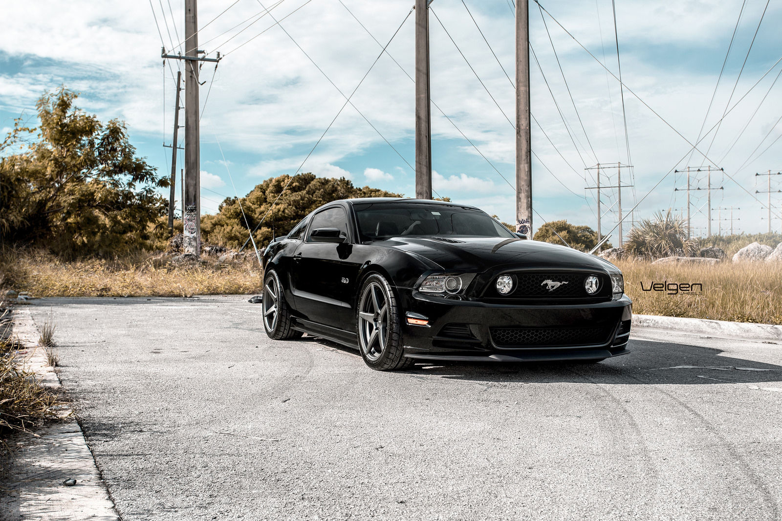 2013 Ford Mustang | Black Mustang GT on Velgen Wheels  Classic5 Matte Gunmetal  20x9 & 20x10.5