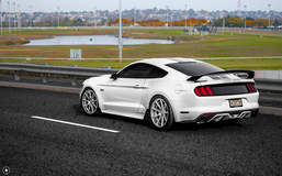White Mustang GT on Velgen Wheels VMB9 Matte Silver 20x9 & 20x10.5 