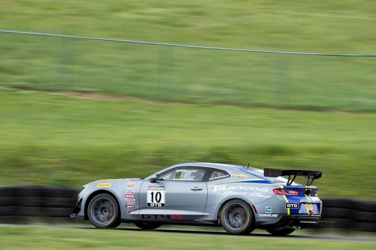 2017 Chevrolet Camaro | Lawson Aschenbach Double Podium at VIR in the #10 Black Dog Speed Shop Camaro GT4.R on Forgeline GS1R Wheels