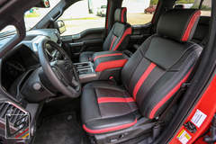 This kit was built in our Two-Tone Wings style with Black as the Primary Color and our brand new Bright Red as the Secondary Color and Red Piazza Perf inserts. We finished off the double-stitching and topstitching in a contrasting silver thread to complim