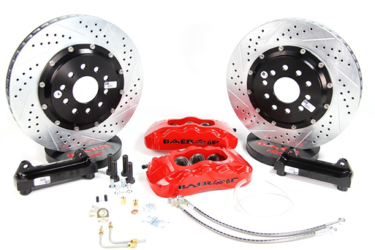 Baer 6s front and 6p rear calipers with cross-drilled rotors