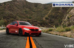 BMW M4 on 20" Rohana RF2 Matte Black Wheels - Side Angle Shot 
