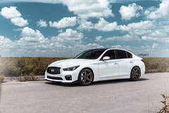 White Infiniti Q50s on Velgen Wheels  Classic5 Satin Bronze 20x9 & 20x10.5