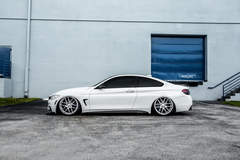 Bagged BMW F32 435i on Velgen Wheels VMB6 Matte Silver 