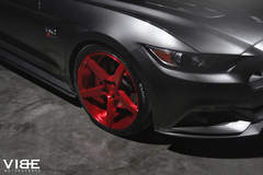 2016 Mustang GT on 20" Savini BM11 Brushed Red Wheels - Front Passenger Wheel