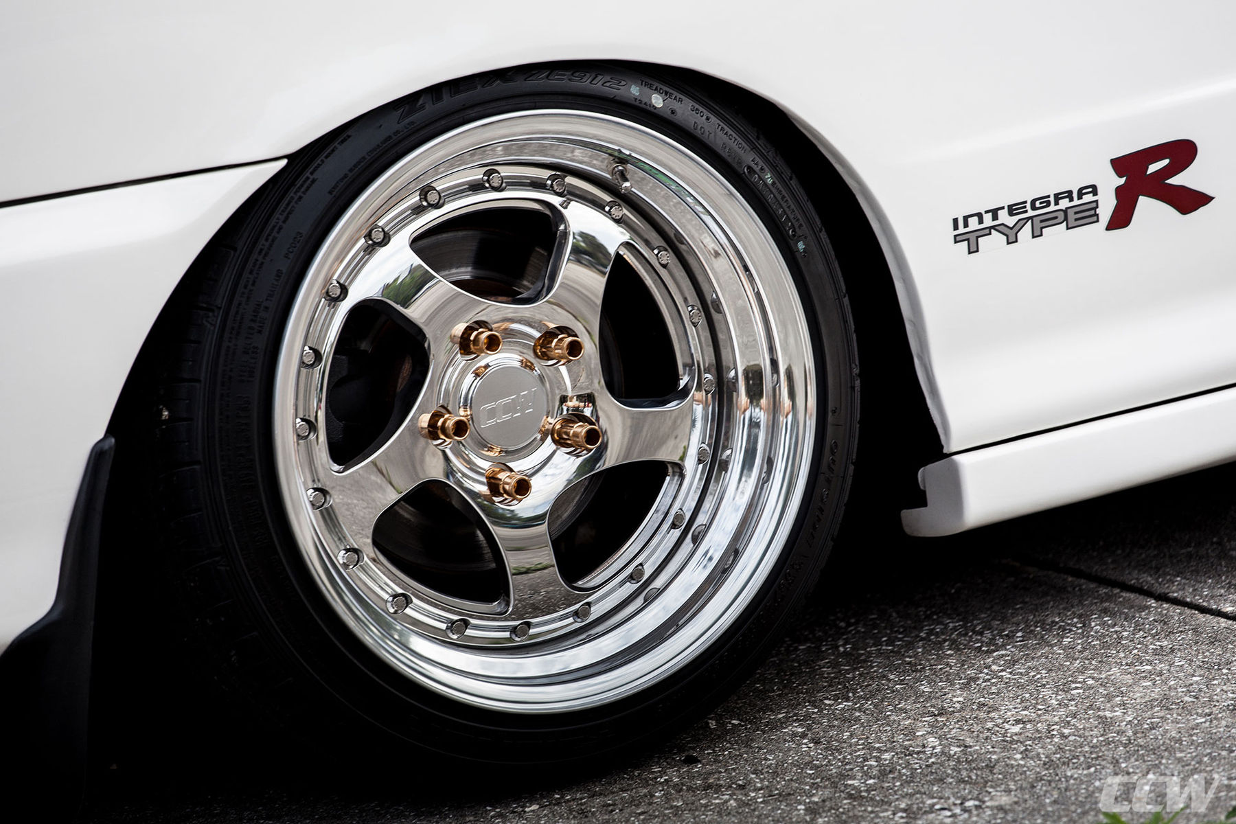Acura Integra | White Acura Integra Type R - CCW LM5T Polished 3 Piece Forged Wheels