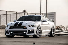 White Mustang GT on Velgen Wheels VMB9 Matte Silver 20x9 & 20x10.5 