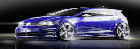Early concept drawing of the VW Golf R