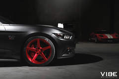 2016 Mustang GT on 20" Savini BM11 Brushed Red Wheels - Spokes