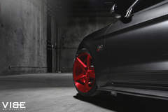 2016 Mustang GT on 20" Savini BM11 Brushed Red Wheels - Driver Side Front Wheel