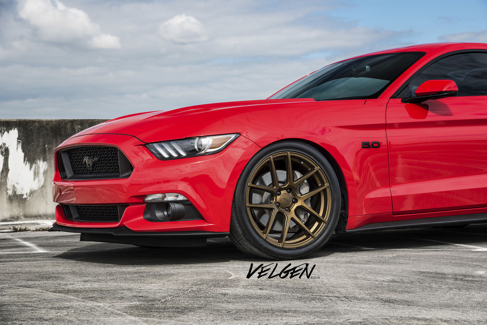 2015 Ford Mustang | Race Red Mustang on Velgen Wheels