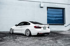 Bagged BMW F32 435i on Velgen Wheels VMB6 Matte Silver 