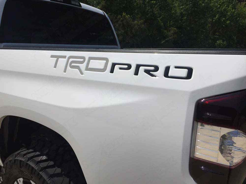 2017 Toyota Tundra | https://nox-lux.com/product/2015-2017-tundra-trd-pro-matte-gray_black-logo-bed-inserts/