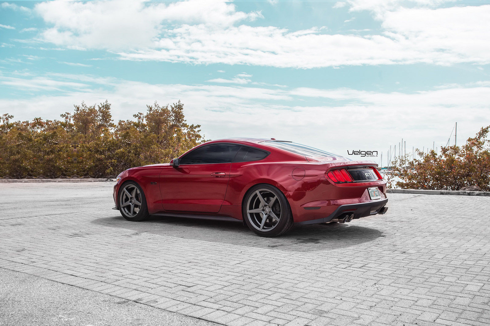 2015 Ford Mustang | Ruby Red Mustang GT on Velgen Wheels Classic5 Matte Gunmetal