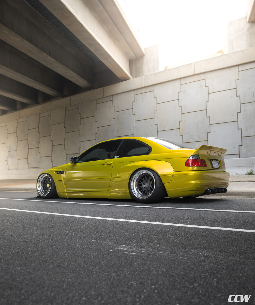  BMW M3 | Phoenix Yellow Pandem Widebody E46 M3 - CCW Classic 3 Piece Wheels