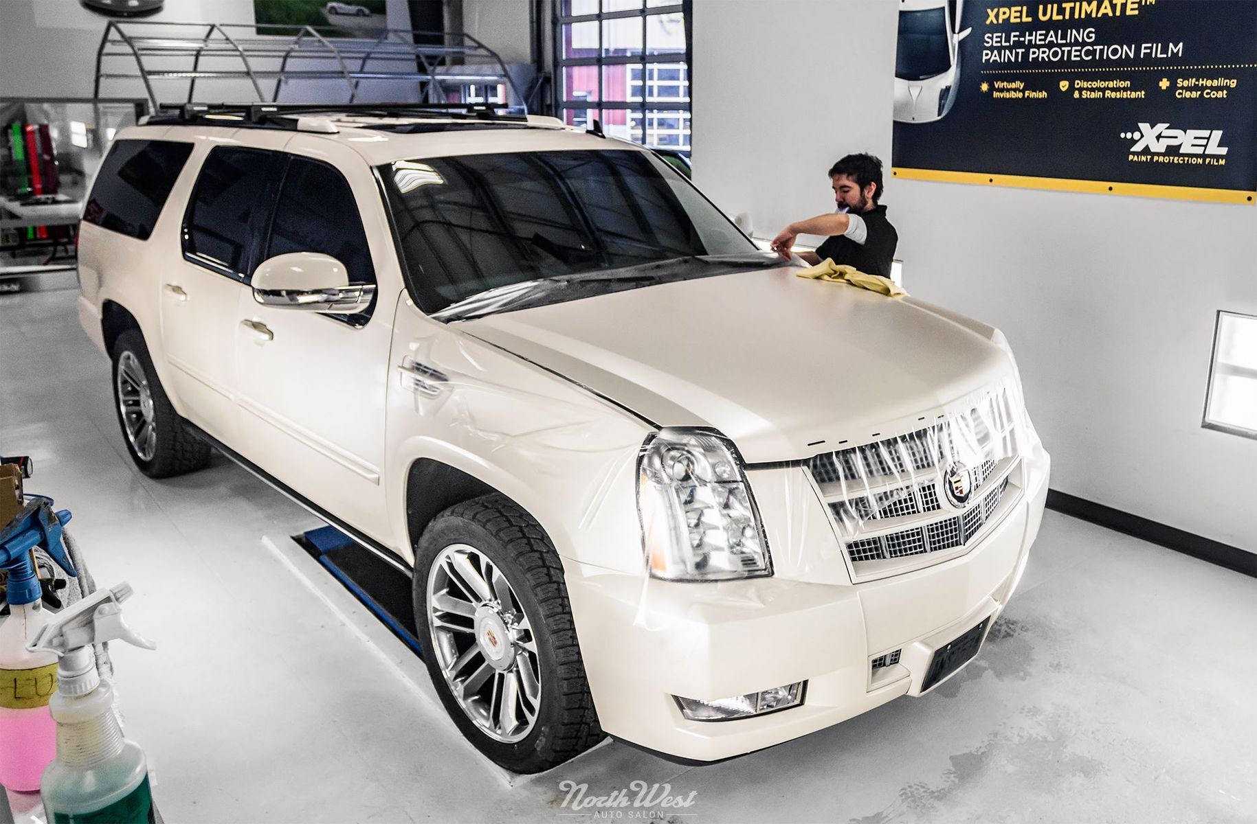 Cadillac Escalade | XPEL STEALTH Satin-Finish clear bra installation