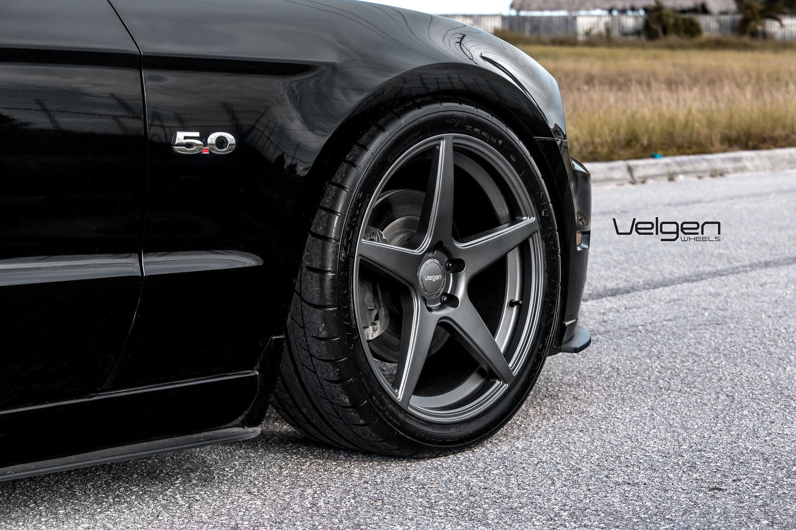 2013 Ford Mustang | Black Mustang GT on Velgen Wheels  Classic5 Matte Gunmetal  20x9 & 20x10.5