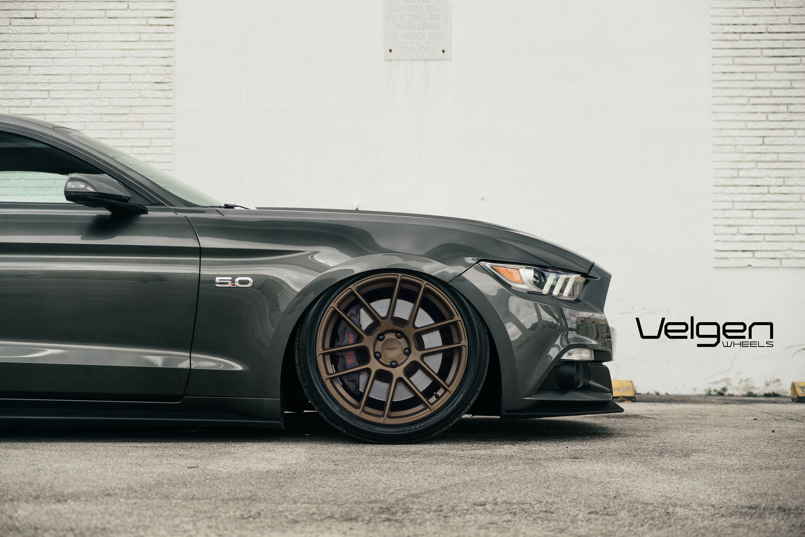 2015 Ford Mustang | Bagged S550 on Satin Bronze Velgen Wheels