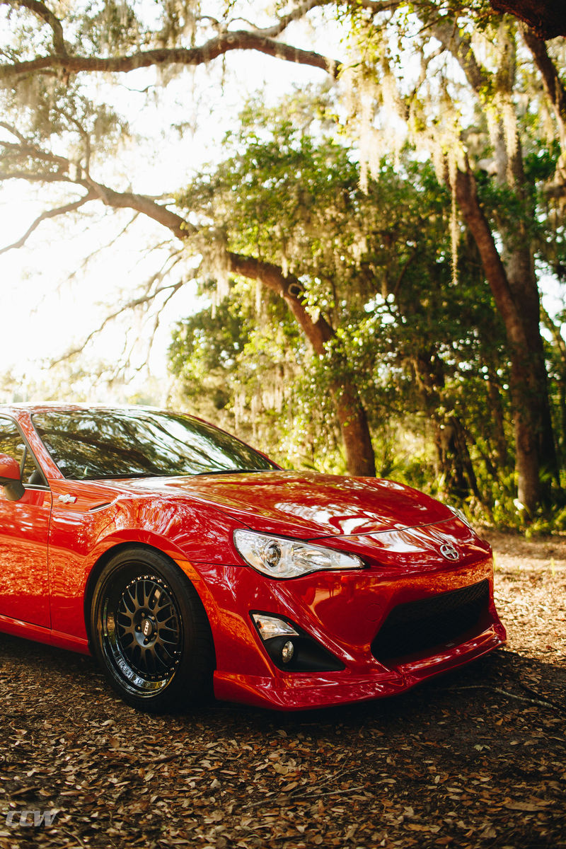  Scion FR-S | Firestorm Red Scion FRS - CCW Classic 3 Piece Forged Wheels