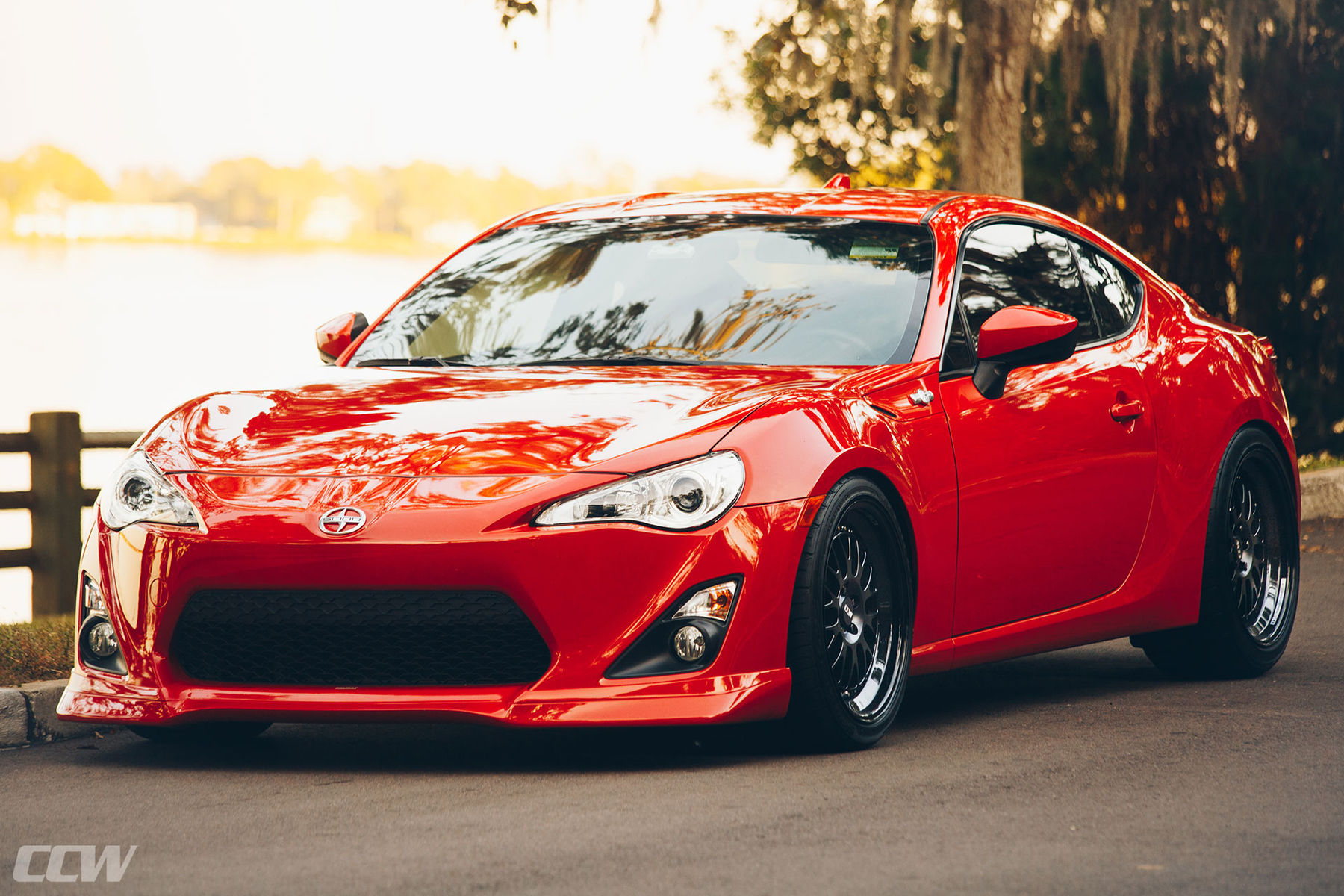  Scion FR-S | Firestorm Red Scion FRS - CCW Classic 3 Piece Forged Wheels