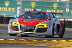 Audi looking sharp with Continental Tires and the Rolex banner in the background. 