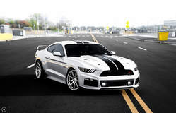 White Mustang GT on Velgen Wheels VMB9 Matte Silver 20x9 & 20x10.5 