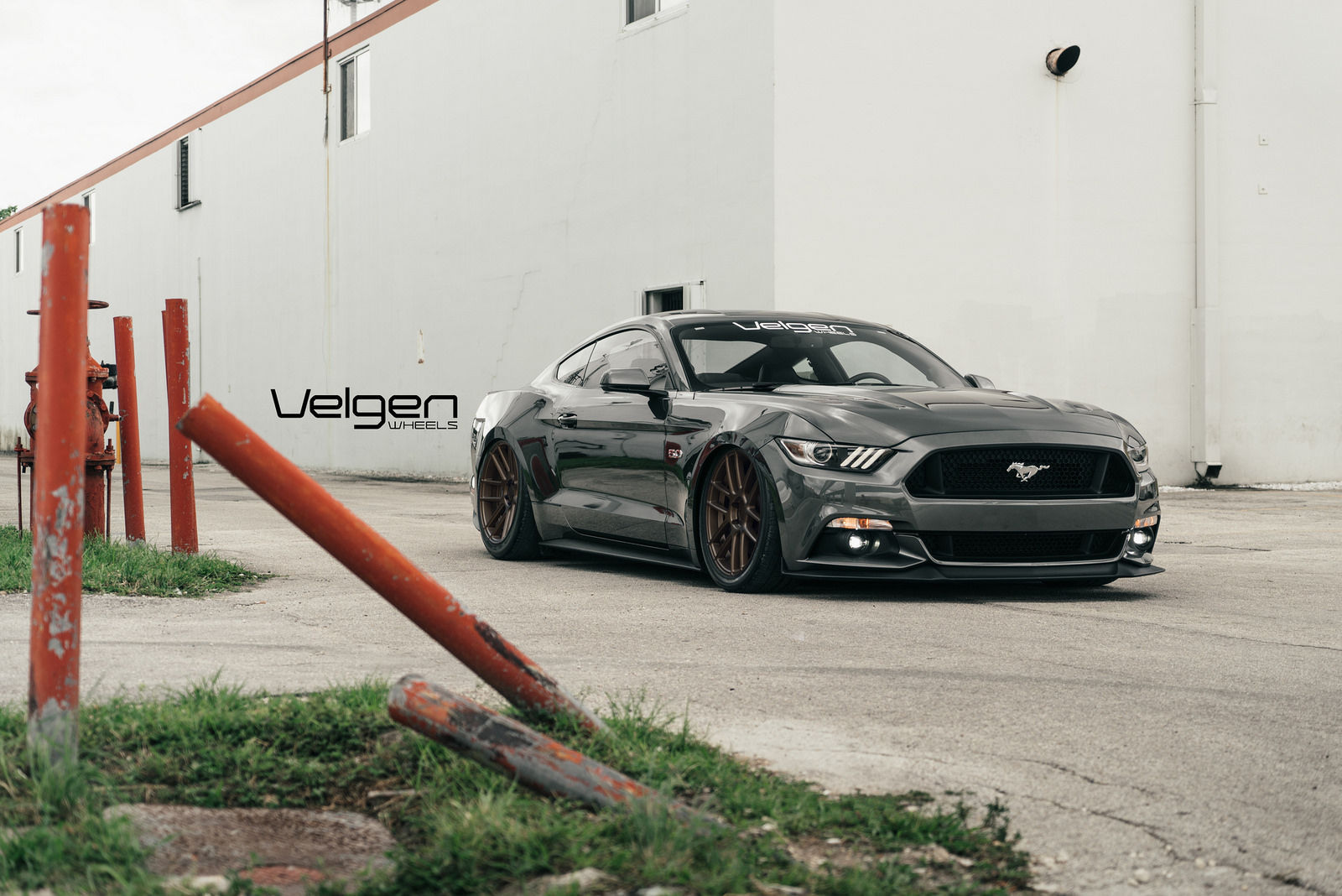 2015 Ford Mustang | Bagged S550 on Satin Bronze Velgen Wheels