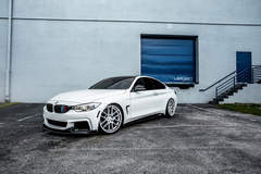 Bagged BMW F32 435i on Velgen Wheels VMB6 Matte Silver 