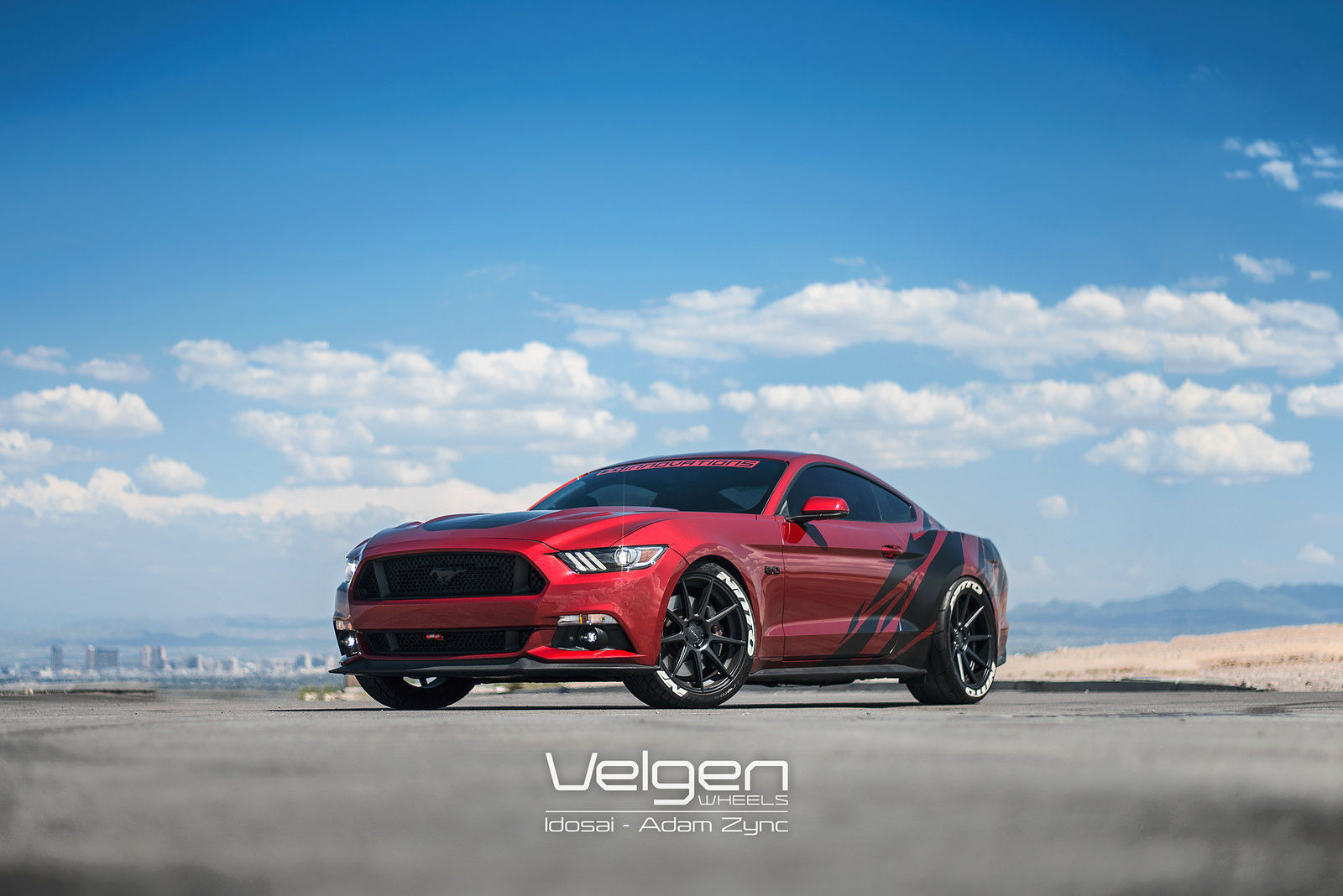 2015 Ford Mustang | 2015 Mustang Ruby Red on Velgen Wheels VMB9 - Full Shot