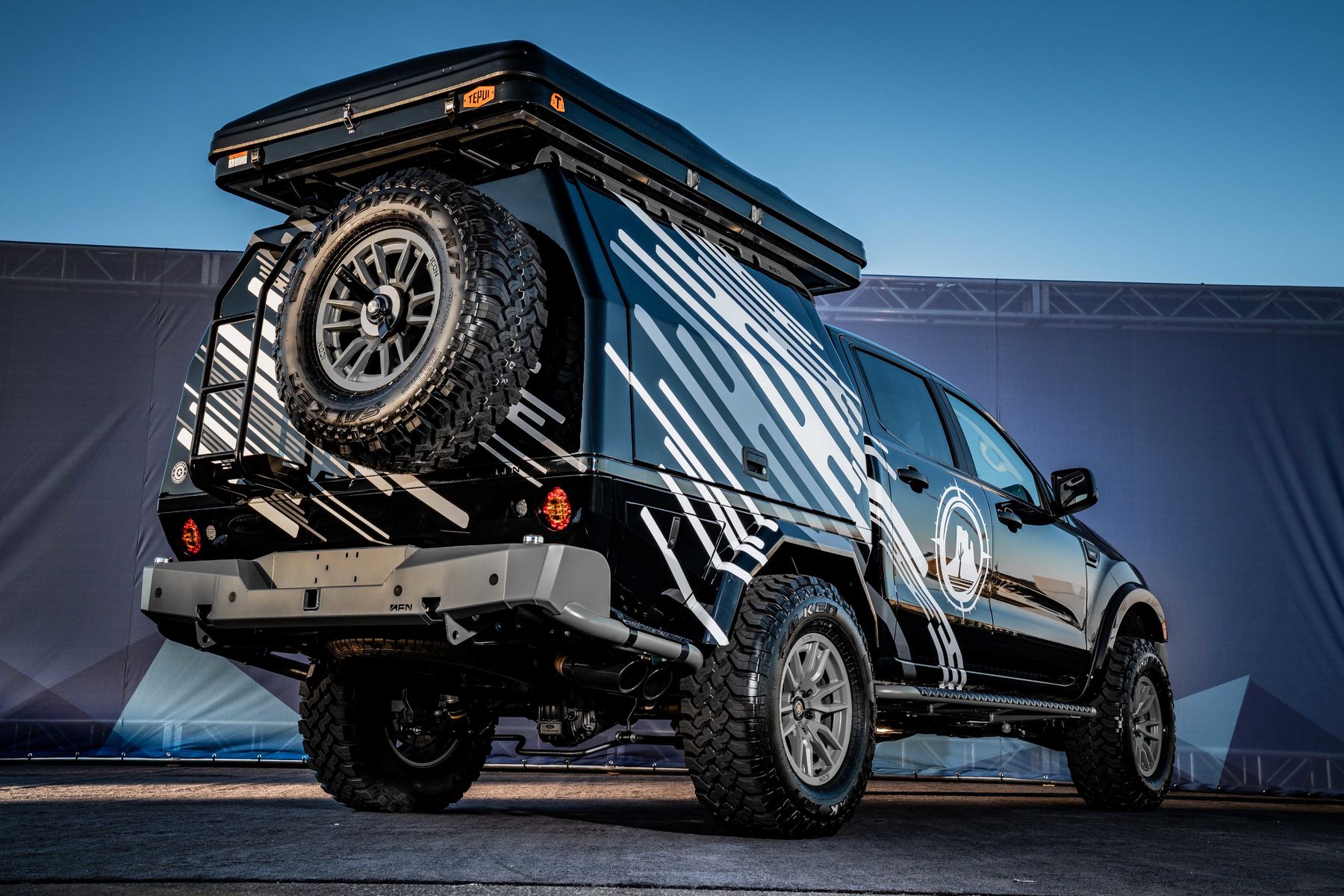 2019 Ford Ranger | 2019 Ford Ranger XLT Sport SuperCrew FX4 by Advanced Accessory Concepts - Low rear 3/4 shot