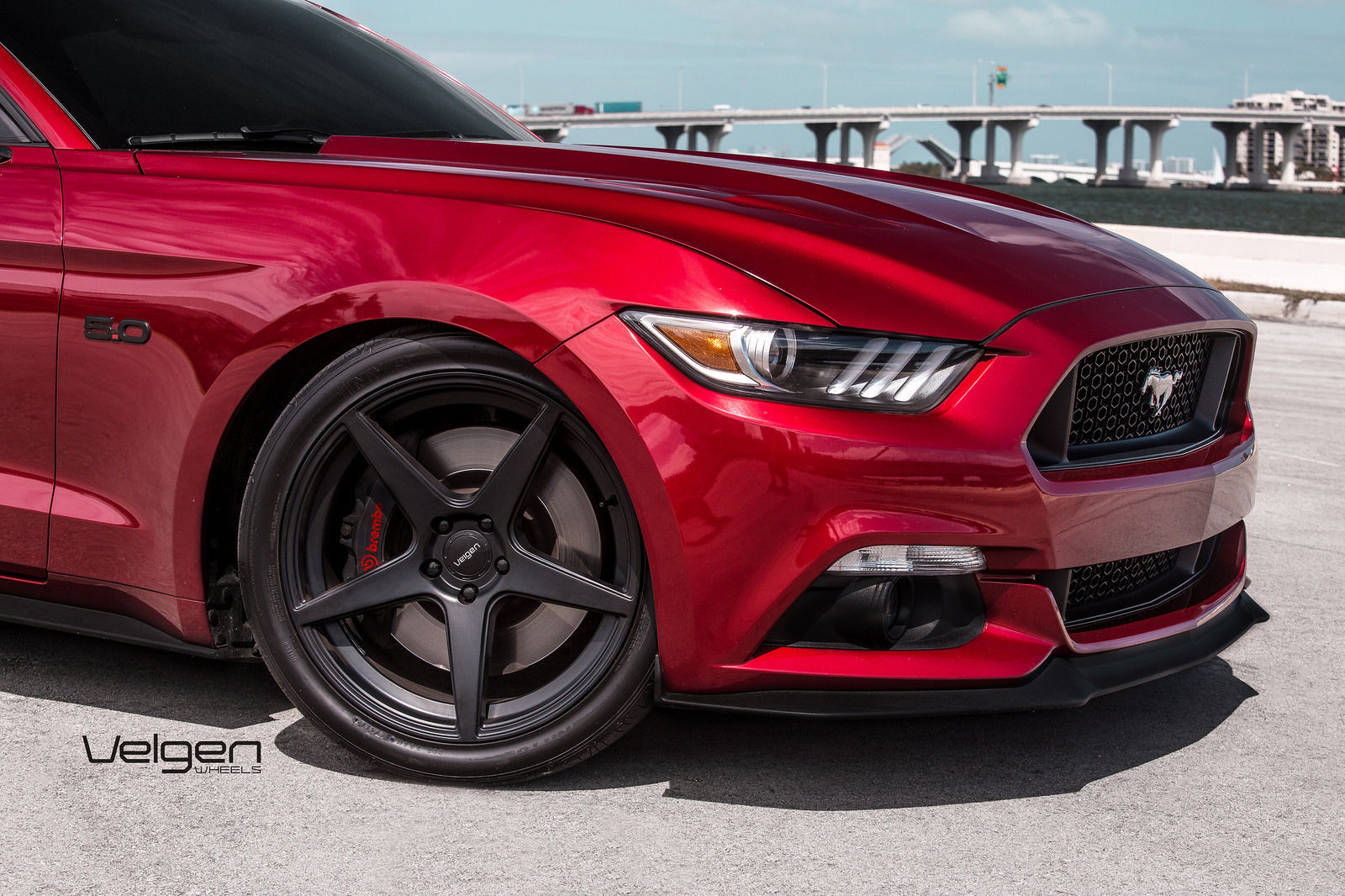 2015 Ford Mustang | Ruby Red Mustang GT on Velgen Wheels Classic5 Satin Black 20x9 & 20x10.5