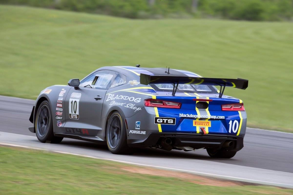 2017 Chevrolet Camaro | Lawson Aschenbach Double Podium at VIR in the #10 Black Dog Speed Shop Camaro GT4.R on Forgeline GS1R Wheels
