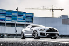 White Mustang GT on Velgen Wheels VMB9 Matte Silver 20x9 & 20x10.5 