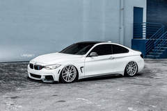 Bagged BMW F32 435i on Velgen Wheels VMB6 Matte Silver 