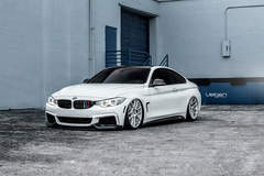 Bagged BMW F32 435i on Velgen Wheels VMB6 Matte Silver 