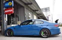 Blue BMW E92 M3 on Forgeline One Piece Forged Monoblock GS1R Wheels in Black Chrome PVD