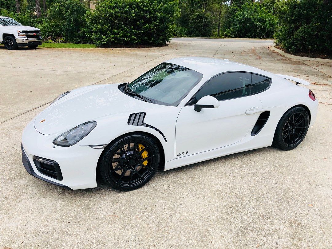 2018 Porsche Cayman | BGB Motorsports White Rhino Porsche Cayman on Forgeline One Piece Forged Monoblock GA1R Open Lug Wheels