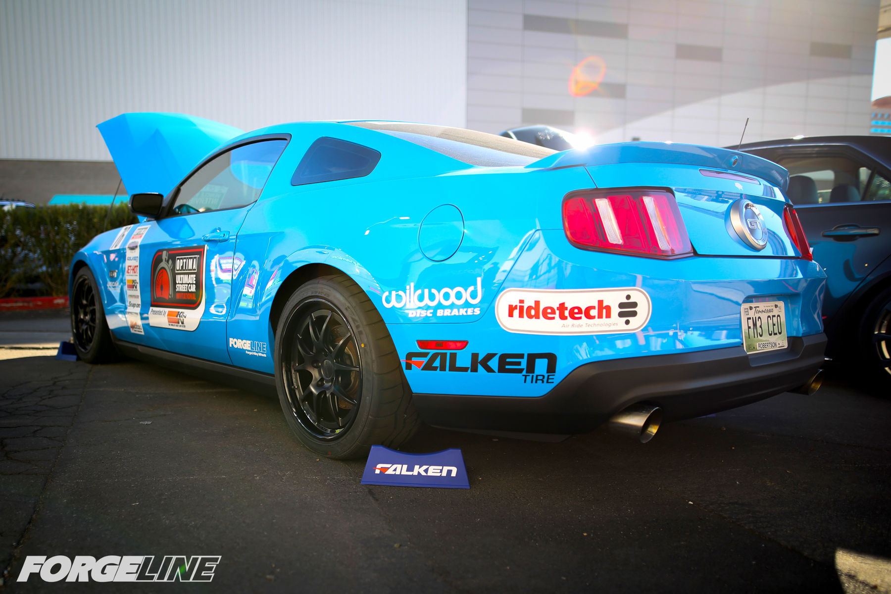 2010 Ford Mustang | Saroja Raman's Grabber Blue S197 Mustang GT on Forgeline GA3 Wheels - Rear Drive Side Shot