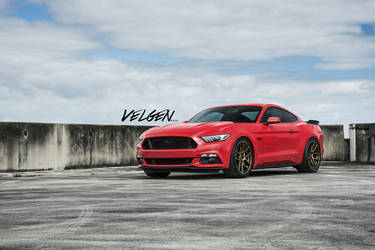 2015 Ford Mustang | Race Red Mustang on Velgen Wheels