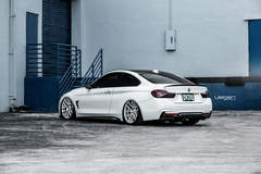 Bagged BMW F32 435i on Velgen Wheels VMB6 Matte Silver 