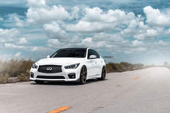 White Infiniti Q50s on Velgen Wheels  Classic5 Satin Bronze 20x9 & 20x10.5