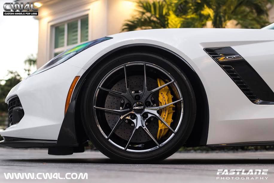 2015 Chevrolet Corvette Z06 | White C7 Corvette Z06 on Forgeline One Piece Forged Monoblock VX1 Wheels in Black Chrome PVD