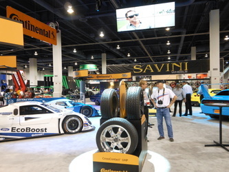 The Ford EcoBoost IMSA race car was front and center at the Continental Tire booth at SEMA in 2013.