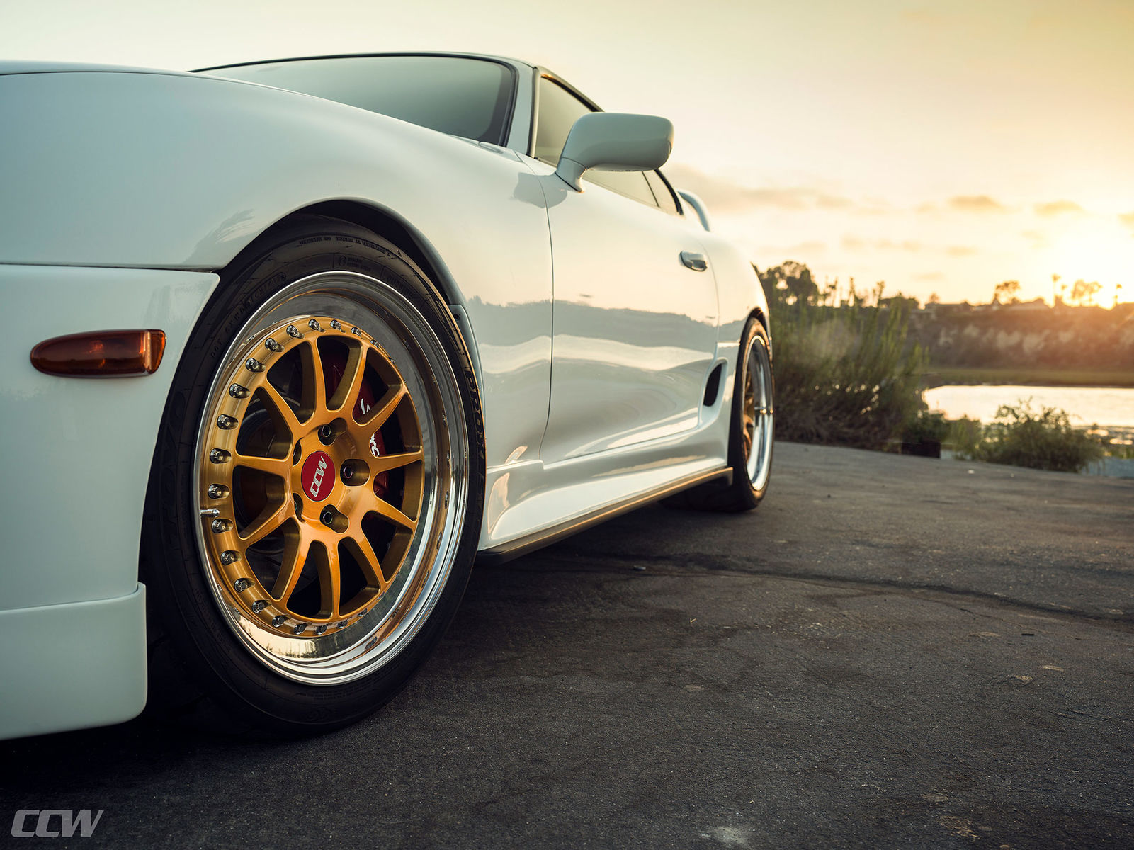  Toyota Supra | Single Turbo White Toyota Supra MKIV - CCW D110 Copper Wheels 